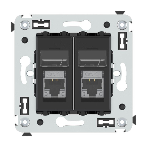 Розетка компьютерная 2-м RJ-45 СП кат.6 экранированная Avanti "Черный матовый" DKC 4412394