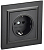 Розетка СП BRITE РСР14-1-0-БрЧ 16А в сборе с заземл. защ. шторки черн. IEK BR-R14-16-K02-F