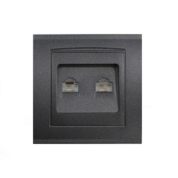 Розетка компьютерная 2-м Бриллиант в сборе графит Universal 1079-Gr