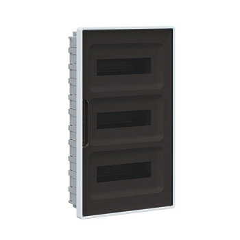 Щиток 36 мод встраиваемый для полых стен FRAME с тонированной дверцей с 4 шинами PEN (2шт на 8 отв. и 2шт на 10 отв.) бел. DKC F36B3WD