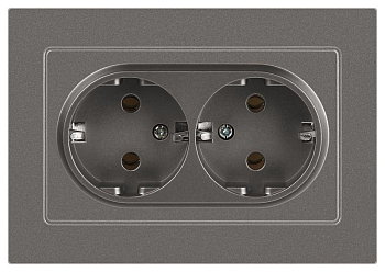 Розетка Accent 6-205-09 двойн. 2X2P+E Schuko 16А-250В IP20 СУ AL/CU титан Intro Б0063500