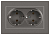 Розетка Accent 6-205-09 двойн. 2X2P+E Schuko 16А-250В IP20 СУ AL/CU титан Intro Б0063500