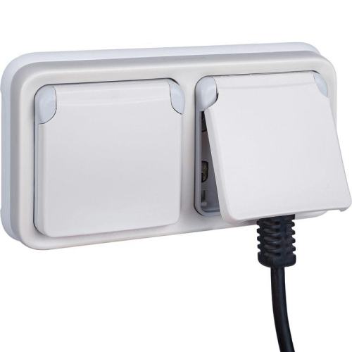 Розетка 1-м СП Plexo 16А IP55 2P+E с заземл. с крышкой немецк. стандарт безвинтов. клеммы механизм бел. Leg 069640