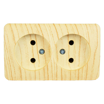 Розетка 2-м ОП Viola 16А IP20 без заземл. беленый дуб LEZARD 751-5200-128