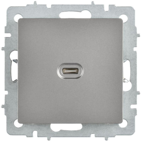 Розетка СП BRITE USB C 65Вт высокоскор. заряд. РЮ12-1-БрС сталь IEK BR-U13-065-K46