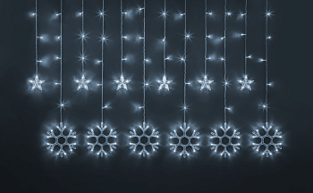 Гирлянда светодиодная "Бахрома" "Звезды и снежинки" 95 121 NGF-D032-02 2.5х1м CW IP20 Navigator 95121