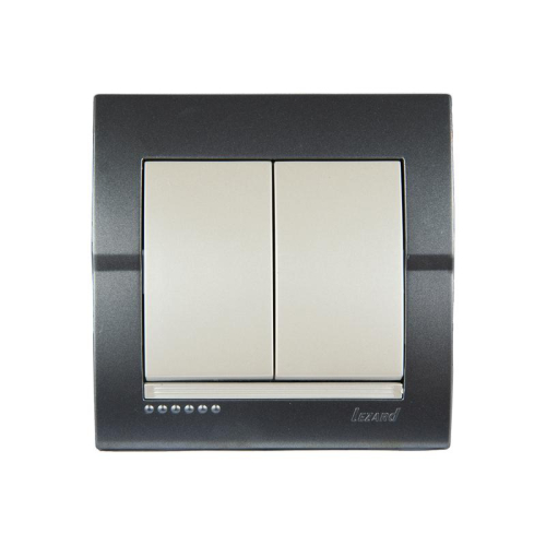 Выключатель 2-кл. СП Deriy 10А темн. сер./жемчуж. LEZARD 702-2930-101