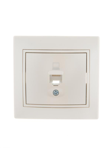 Розетка компьютерная 1-м СП Mira RJ45 16А IP20 со вставкой жемчуж./бел. перламутр. LEZARD 701-3030-139