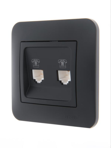 Розетка телефонная 2-м СП Karina RJ11 механизм черн. бархат LEZARD 707-4288-138