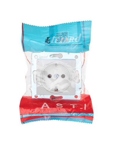 Розетка 1-м СП ASTI 16А IP20 с заземл. термопласт механизм бел. LEZARD 7081-0288-122B