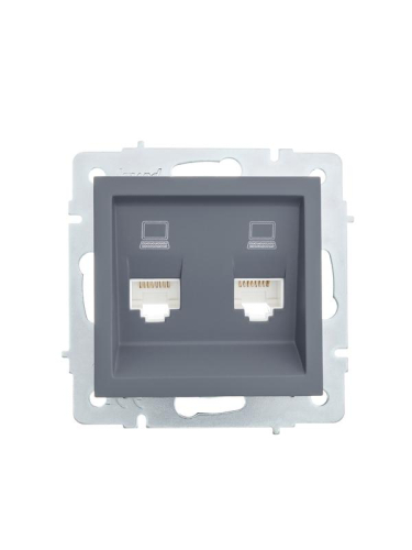 Розетка компьютерная 2-м СП Vesna механизм графит LEZARD 742-3488-141