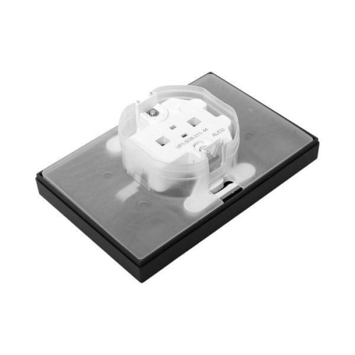 Розетка 2-м СП Эпика 16А IP44 с заземл. защ. шторки с рамкой с крышками механизм черн. EKF UP1-SOB-211-44