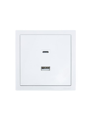 Розетка СП ZIMA IP20 Type-C + USB механизм бел. LEZARD 704-0288-192TC