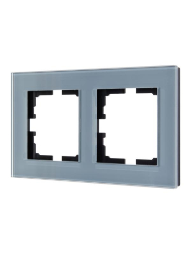 Рамка 2-местн. гориз. VESNA стекло серо-голуб. LEZARD 742-7080-147