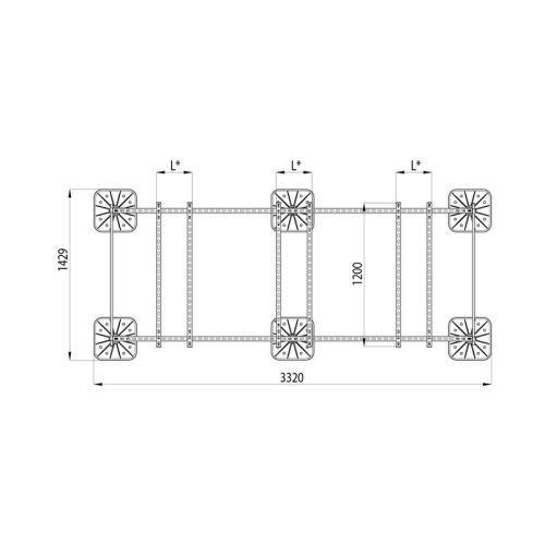 Конструкция опорная для установки оборудования TECHNORAPTOR FOOT 3000х1200 тип 2 KM-TR-F-SSEI-3000-1200-2 КМ TR0056