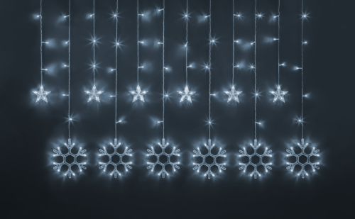 Гирлянда светодиодная "Бахрома" "Звезды и снежинки" 95 121 NGF-D032-02 2.5х1м CW IP20 Navigator 95121