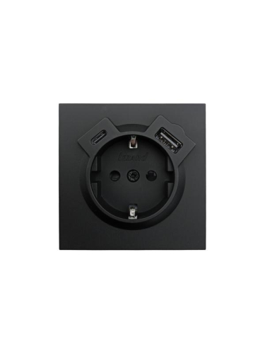 Розетка 1-м СП ZIMA IP20 Type-C + USB с заземл. механизм черн. бархат LEZARD 704-4288-181TC