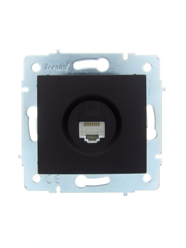 Розетка компьютерная 1-м СП ASTI IP20 RJ45 механизм Cat 5e черн. бархат LEZARD 7081-4288-139