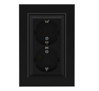 Розетка двойная с заземления Karea черн. Makel 56054082