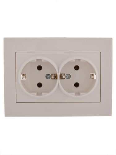 Розетка 2-м СП Rain с заземл. керамика бел. LEZARD 703-0202-127