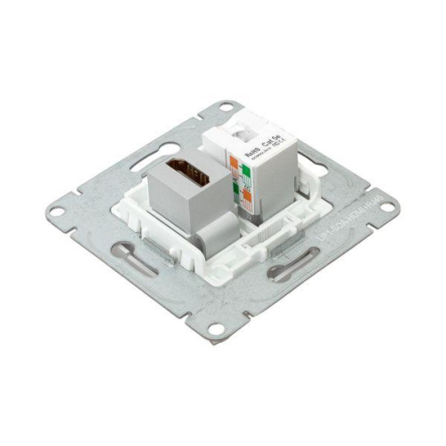 Розетка СП Эпика HDMI + RJ45 кат.5 механизм алюм. EKF UP1-SOA-HDMI+RJ45