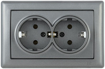 Механизм розетки 2-м СП Bolero РС21-1-0-БА 16А с заземл. антрацит IEK ERB21-K95-16