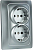 Механизм розетки 2-местн. с/з с з/ш СП Bravo 16А IP20 250В серебр. GUSI С10Р6-004