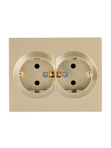 Розетка двойная VESNA с защитой от детей ПБТ зол. LEZARD 742-3600-178B