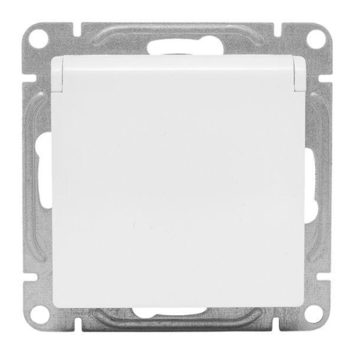 Розетка СП Эпика 16А IP44 с заземл. защ. шторки с крышкой механизм бел. EKF UP1-SOW-111-44