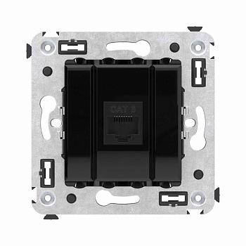 Розетка компьютерная 1-м СП Avanti "Черный квадрат" RJ45 кат.6 без шторок механизм DKC 4402693