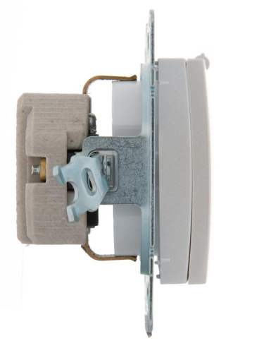 Розетка 1-м СП Karina с заземл. с крышкой керамика механизм жемчуж./бел. перламутр. LEZARD 707-3088-123