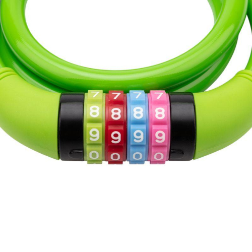 Замок тросовый кодовый взломостойкий для велосипедов и колясок 100см зел. ЧЕТЫРЕ СЕЗОНА 79-0203