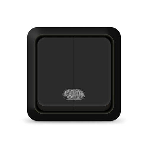 Выключатель 2-кл. ОП Олимп 10А IP20 с подсветкой черн. Universal 2214