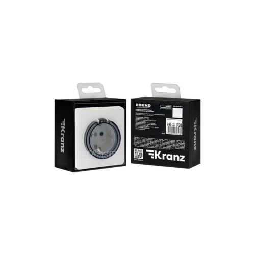 Розетка 1-м СП ROUND MIELE 16А с заземл. защ. шторки и крышкой перламутр Kranz KR-78-0702-1