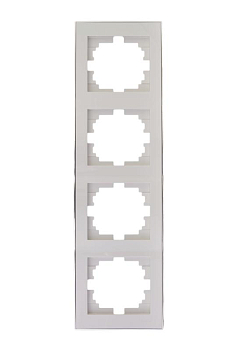 Рамка 4-м Rain вертикал. с хром. боковой вставкой бел. LEZARD 703-0225-154