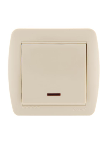 Выключатель 1-кл. ОП Demet 10А IP20 с подсветкой крем. LEZARD 711-0300-111