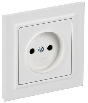 Розетка BRITE РСР10-1-0-БрАБ 10А в сборе без заземл. без защ. шторок арктич. бел. IEK BR-R10-10-K91-F