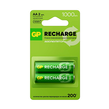 Аккумулятор AA/HR6 RECHARGE 1.2В 1000мА.ч 100AAHCV-2CRSBC2 16/96 (блист.2шт) GP 20252