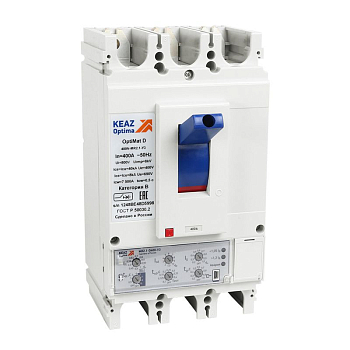 Выключатель автоматический 3п 400А диапазон уст. 160...400А 40кА OptiMat D400N-MR2.1-У3 КЭАЗ 321658