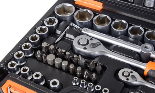 Набор инструментов 1/2дюйм 1/4дюйм CrV в кейсе 108 предмета Вихрь 73/6/7/8