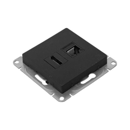Розетка СП Эпика HDMI + RJ45 кат.5 механизм черн. EKF UP1-SOB-HDMI+RJ45