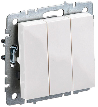 Выключатель 3-кл. Brite 10А ВС10-3-0-БрБ механизм бел. IEK BR-V30-0-10-K01-PRO