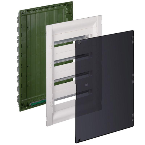 Щиток распределительный СП Practibox3 IK 07 4 рейки 72мод. с клеммник. заземл. IP40 прозр. дверь Leg 401709