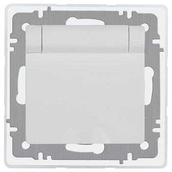 Розетка 1-м СП Accent 6-209-01 16А IP44 250В 2P+E Schuko с крышкой защ. штор. AL/CU бел. Intro Б0063553