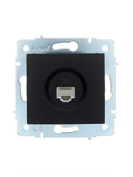 Розетка компьютерная 1-м СП ASTI IP20 RJ45 механизм Cat 5e черн. бархат LEZARD 7081-4288-139