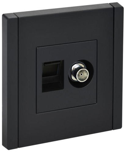 Розетка 2-м TV+RJ45 кат.5E FORTE&PIANO FP136 черн. IEK FP-AK20-1-K02