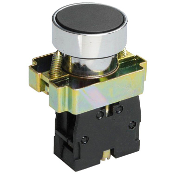 Выключатель кнопочный LAY5-ВА21 без подсветки 1НО цилиндр хром d22мм черн.Электротехник ET012085