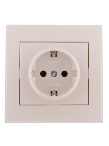 Розетка 1-м СП Rain с заземл. керамика жемчуж./бел. перламутр. LEZARD 703-3030-122