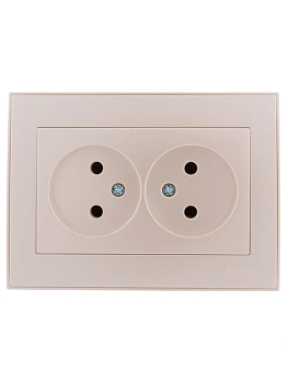 Розетка 2-м СП Rain 16А IP20 без заземл. керамика жемчуж./бел. метал. LEZARD 703-3030-128