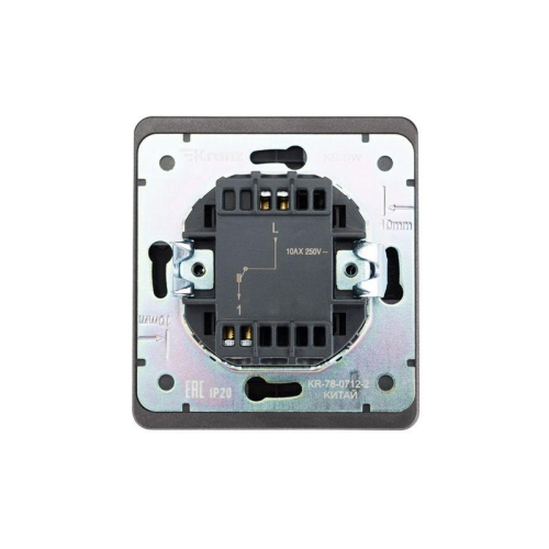 Выключатель 1-кл. СП ROUND возвратный 10А титан Kranz KR-78-0712-2